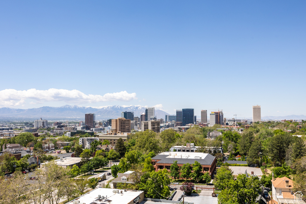 View of city with mountains