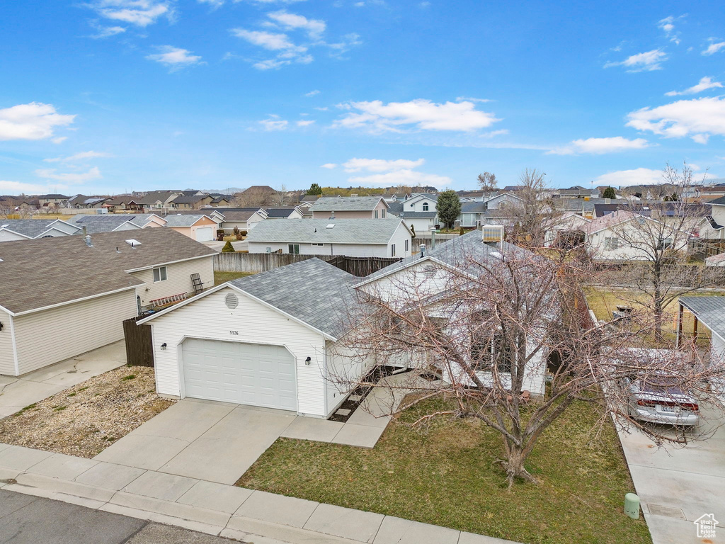 Birds eye view of property with a residential view