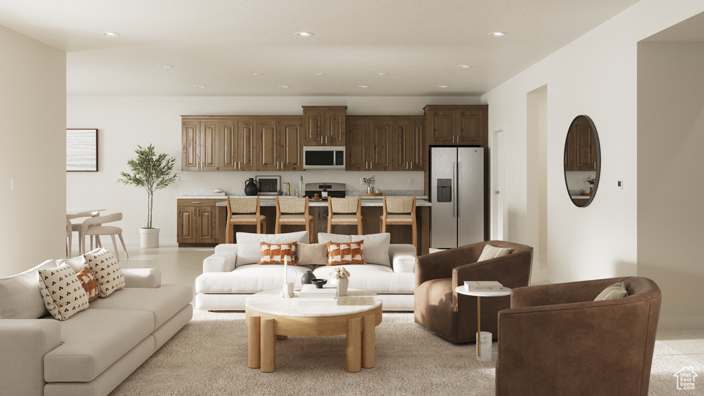 Living room featuring recessed lighting