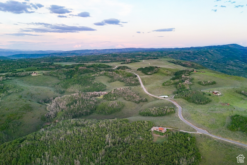 Aerial view of a mountainous background
