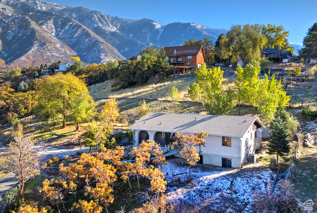 Drone / aerial view with a mountain view