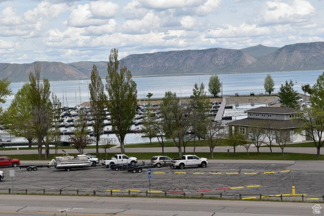 View of mountain feature featuring a water view