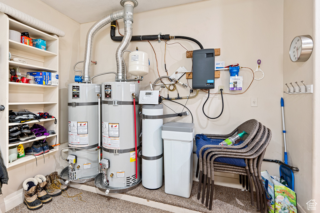 Utilities featuring strapped water heater