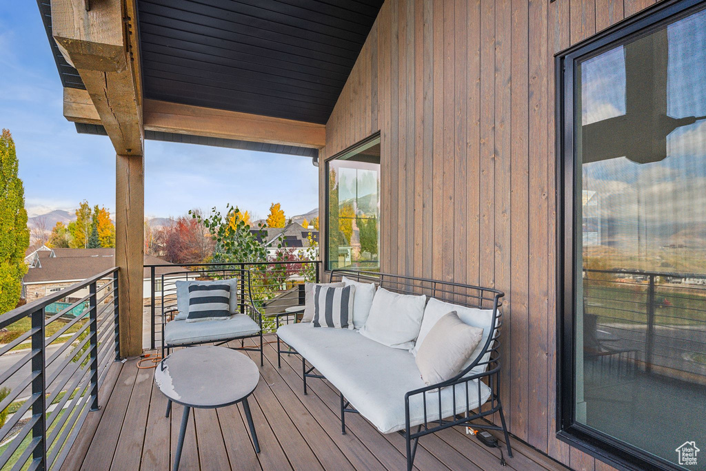 Deck with an outdoor hangout area