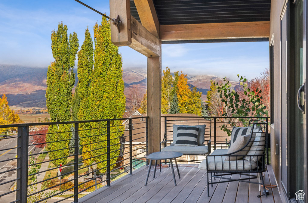 Balcony with a mountain view