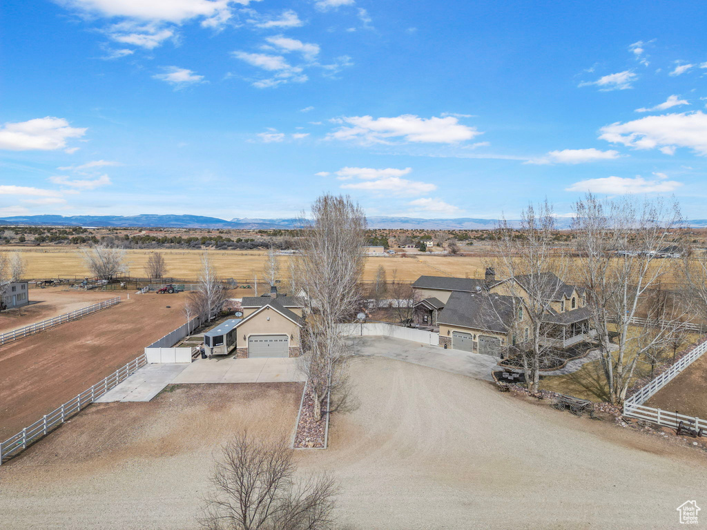 Aerial view with a rural view and a mountain view