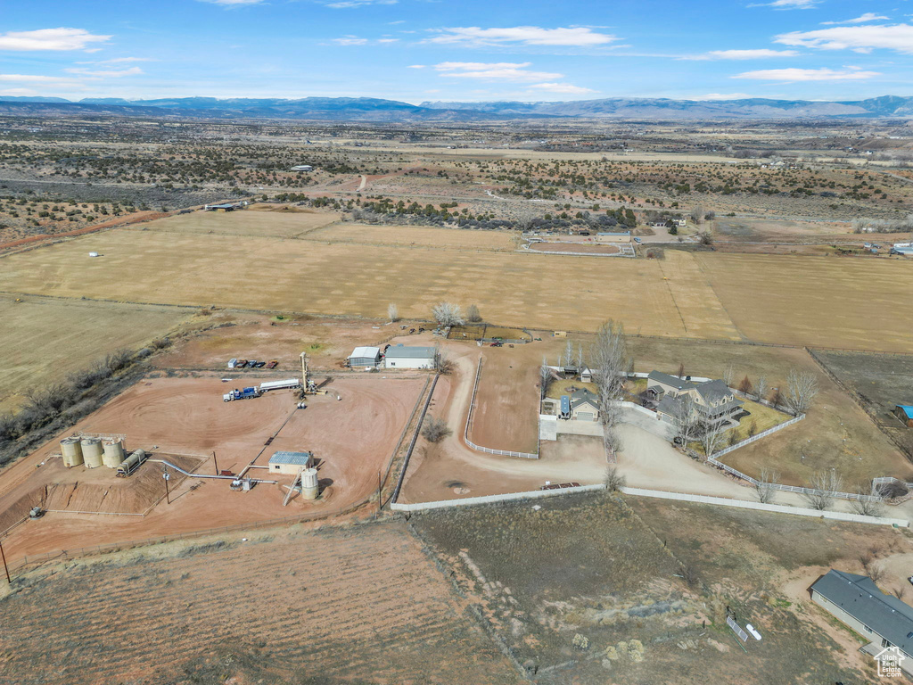 Aerial view with a rural view, a desert view, and a mountain view