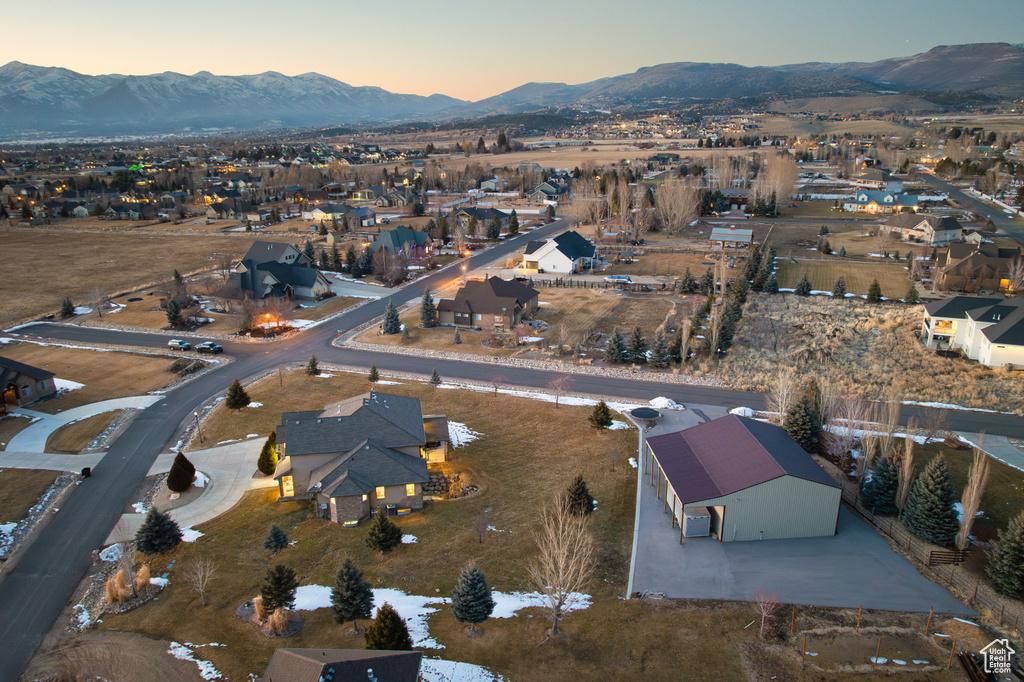 Bird's eye view with a mountain view and a residential view