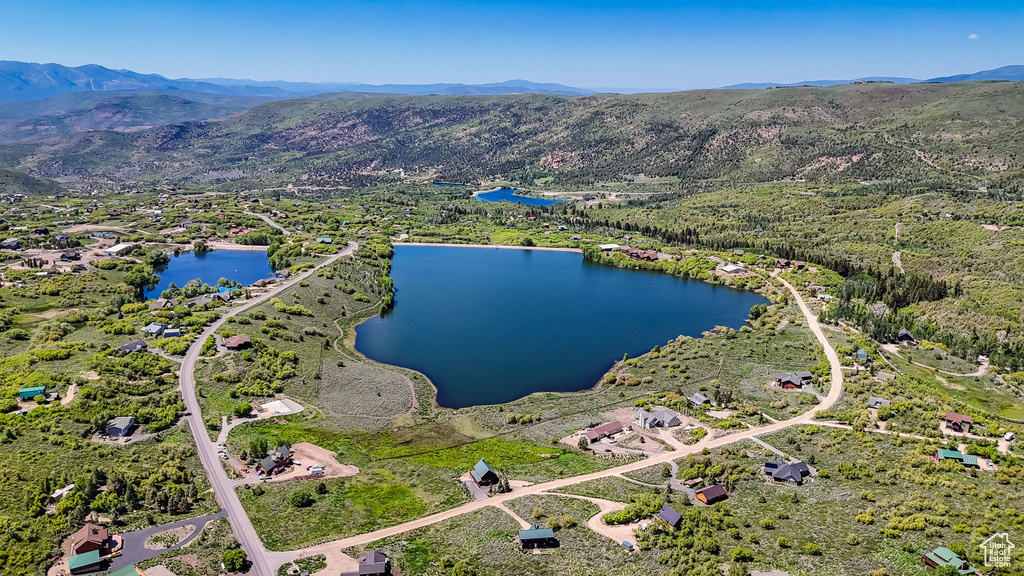 Drone / aerial view of a water and mountain view