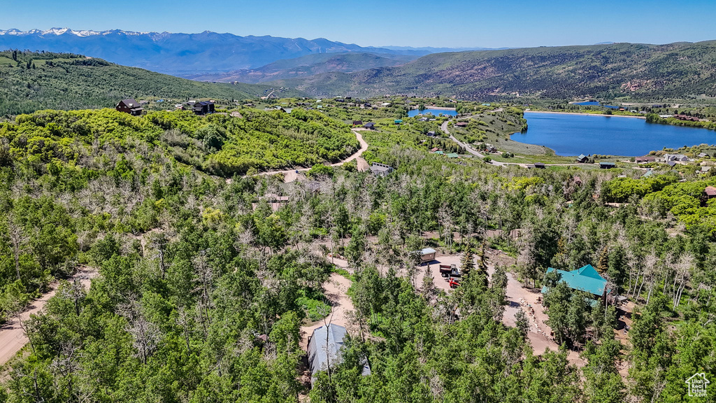Drone / aerial view of a water and mountain view