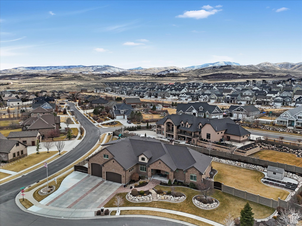 Bird\'s eye view with a mountain view and a residential view