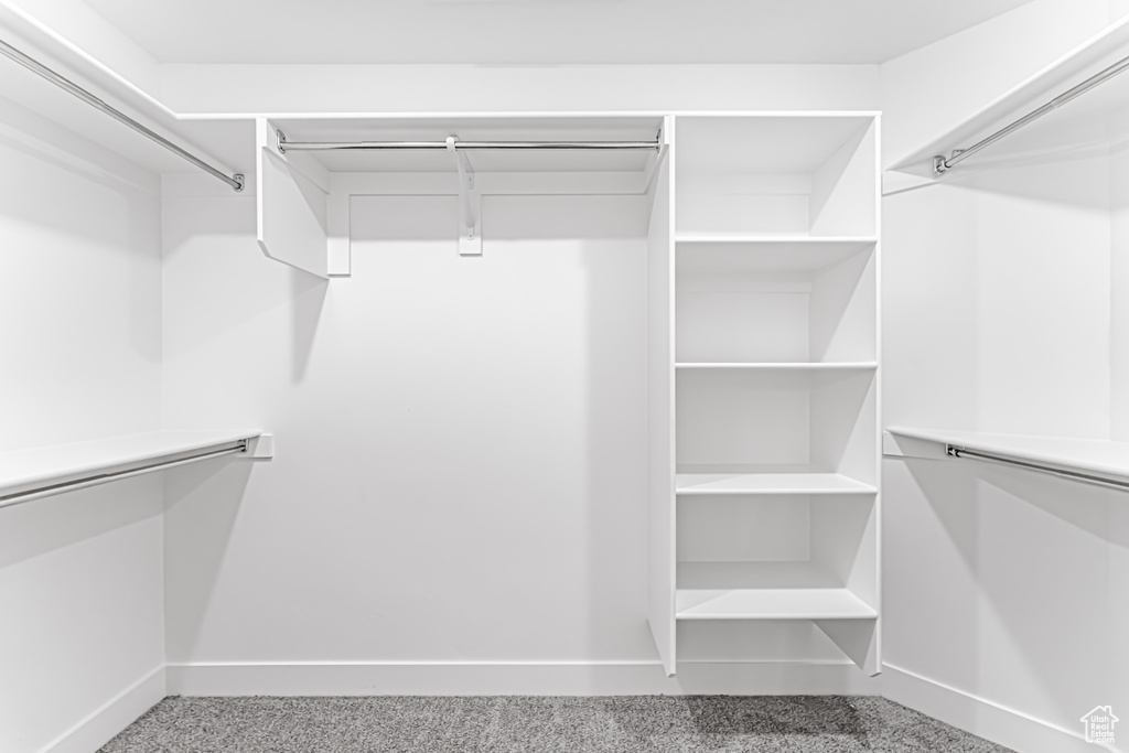 Spacious closet with carpet floors