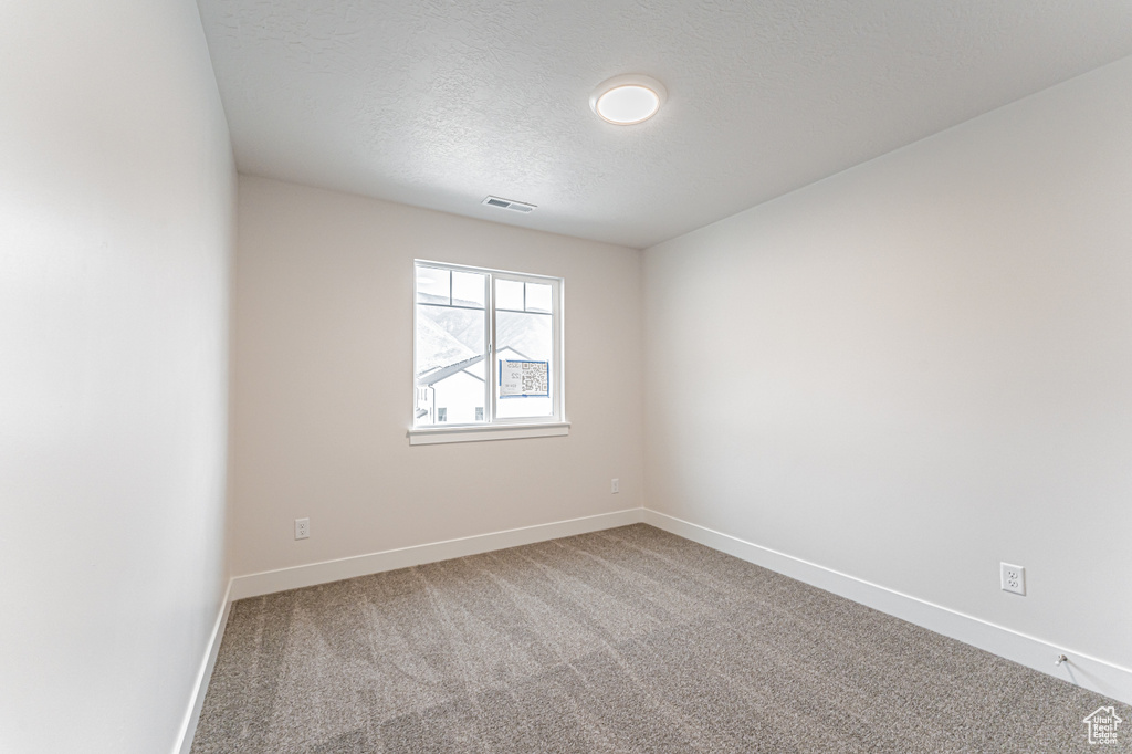Empty room featuring carpet floors and a textured ceiling