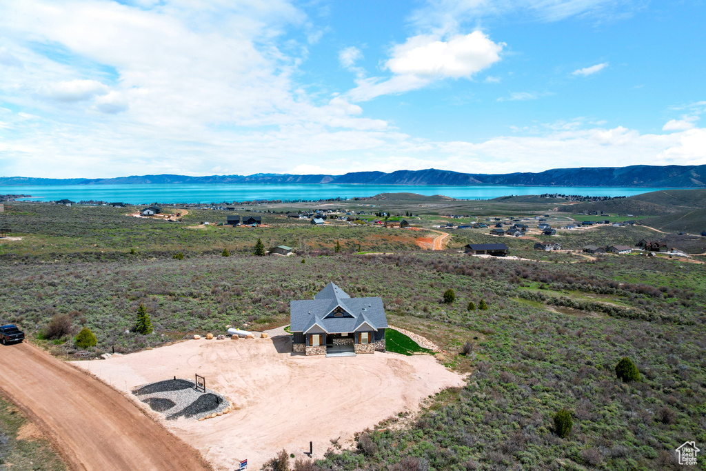 Mountain view featuring a large body of water