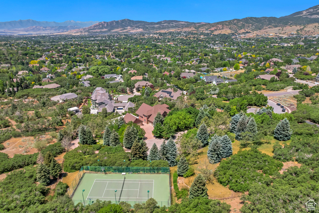 Aerial view of a mountainous background