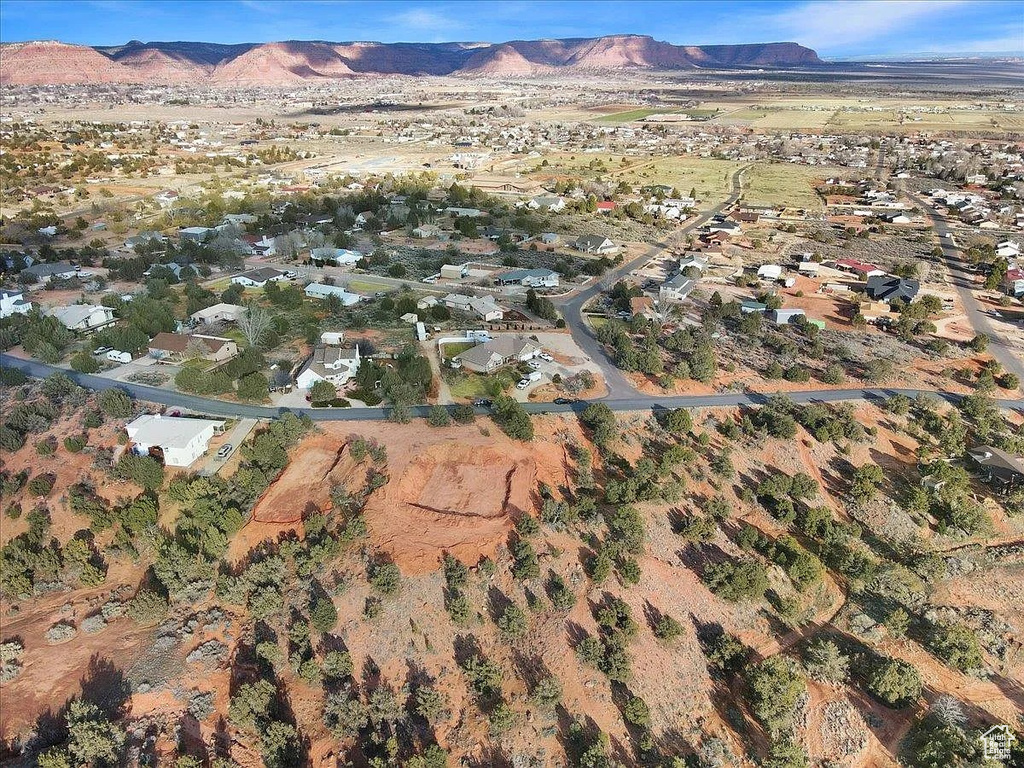 Aerial view featuring a mountain view