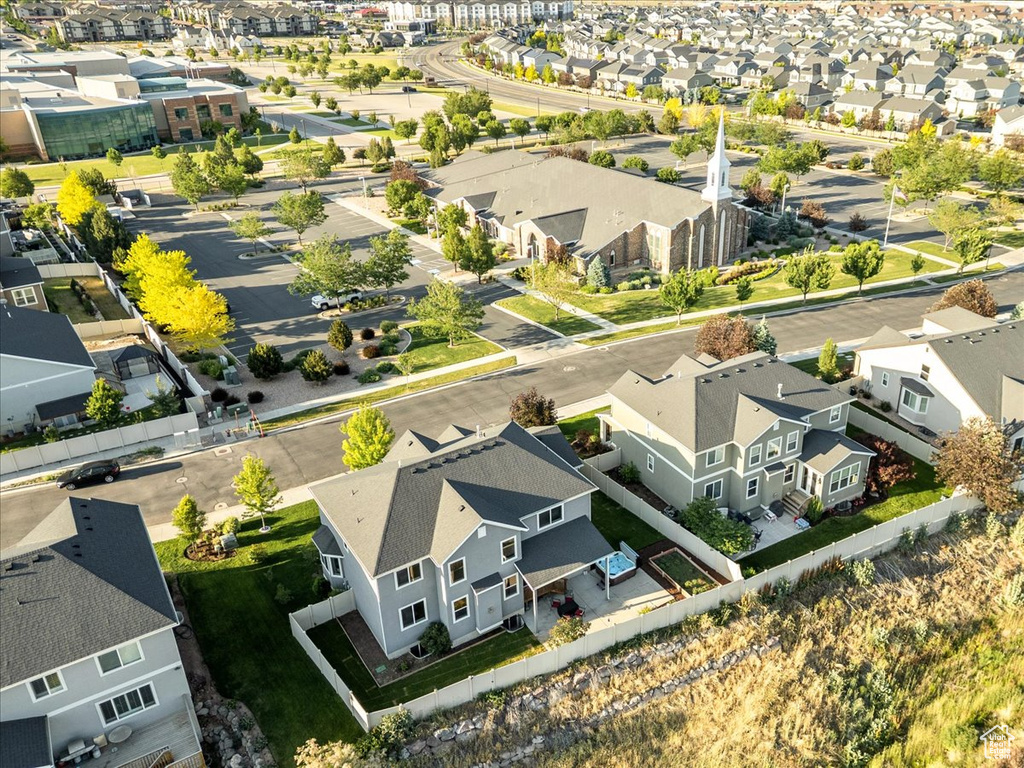 Aerial perspective of suburban area