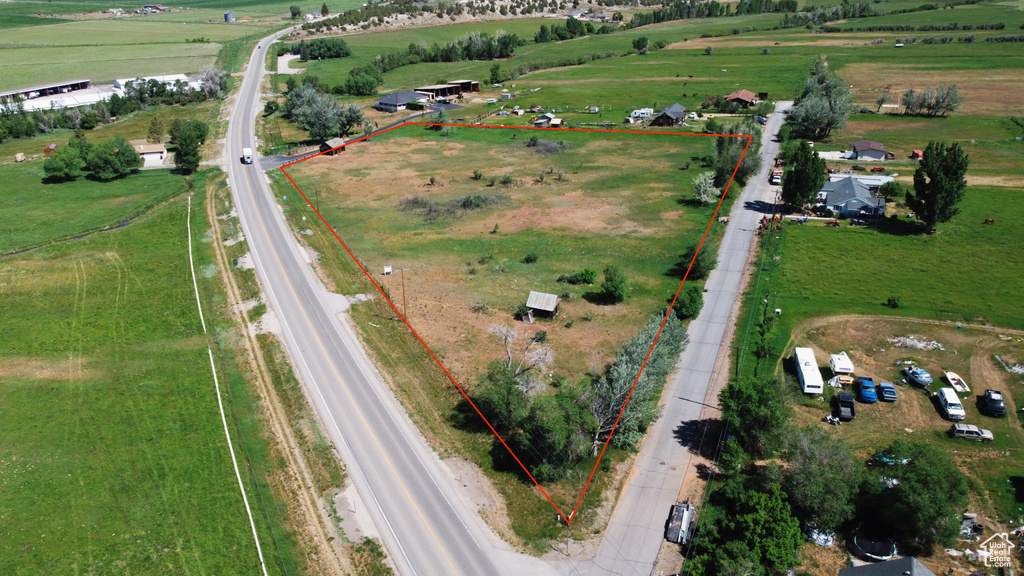 View of rural area with property boundaries highlighted and a pastoral area