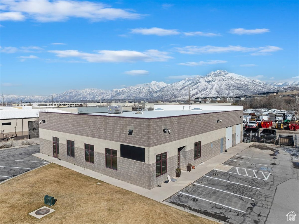Exterior space featuring a mountain view
