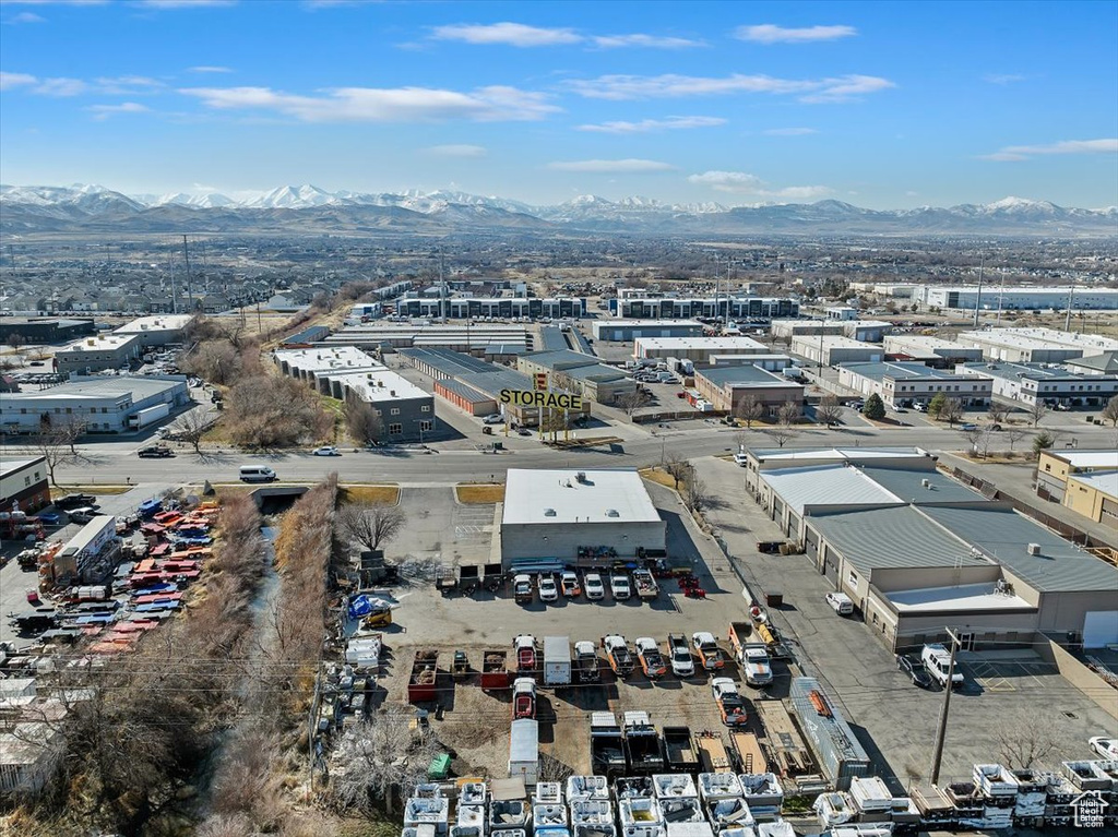 Drone / aerial view with a mountain view