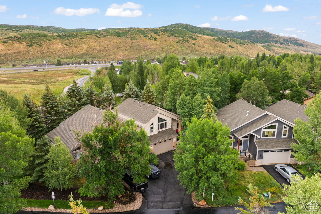 View from above of property with mountains