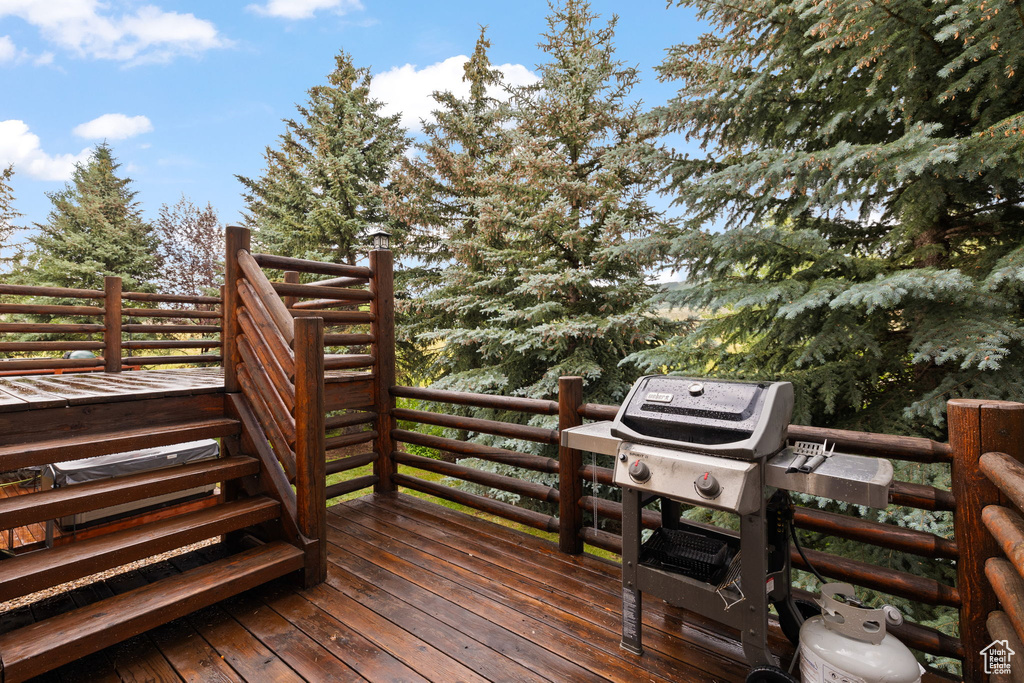 Deck featuring grilling area