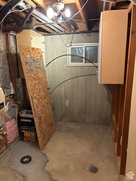 View of unfinished basement