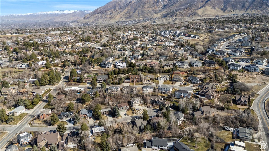 Aerial view with a mountain view and a residential view