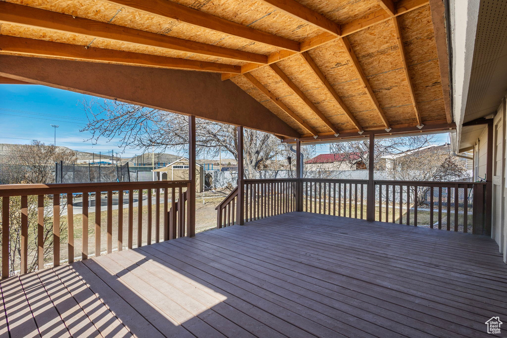 Deck featuring a fenced backyard