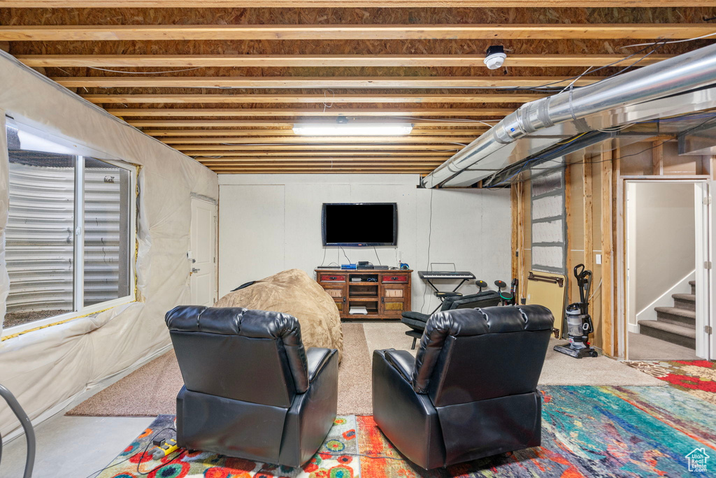 Living room with stairs
