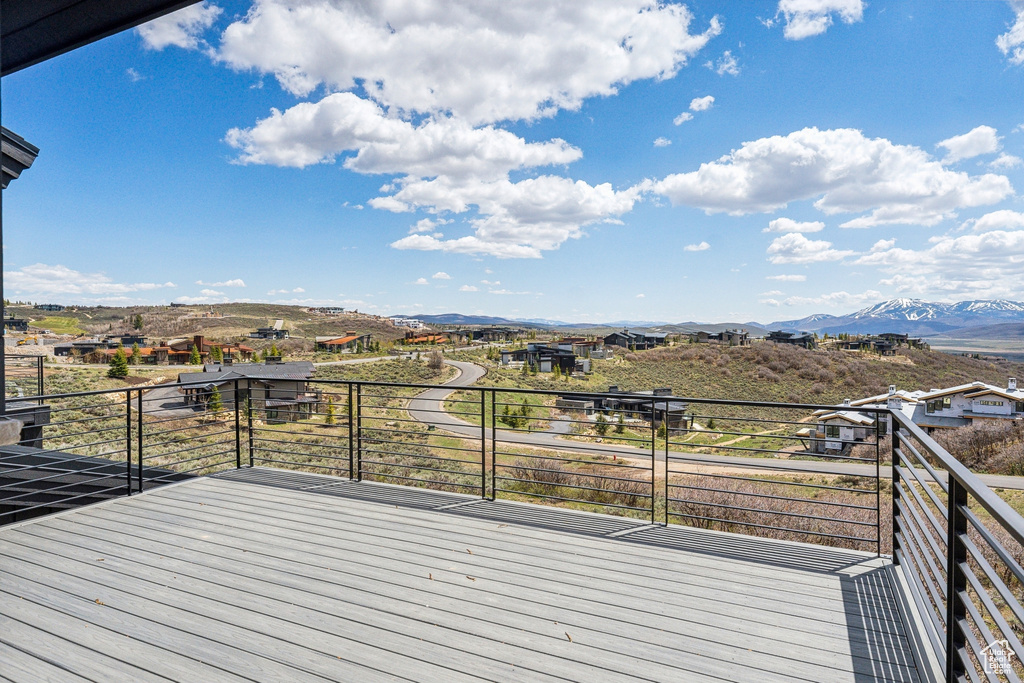 Deck featuring a mountain view