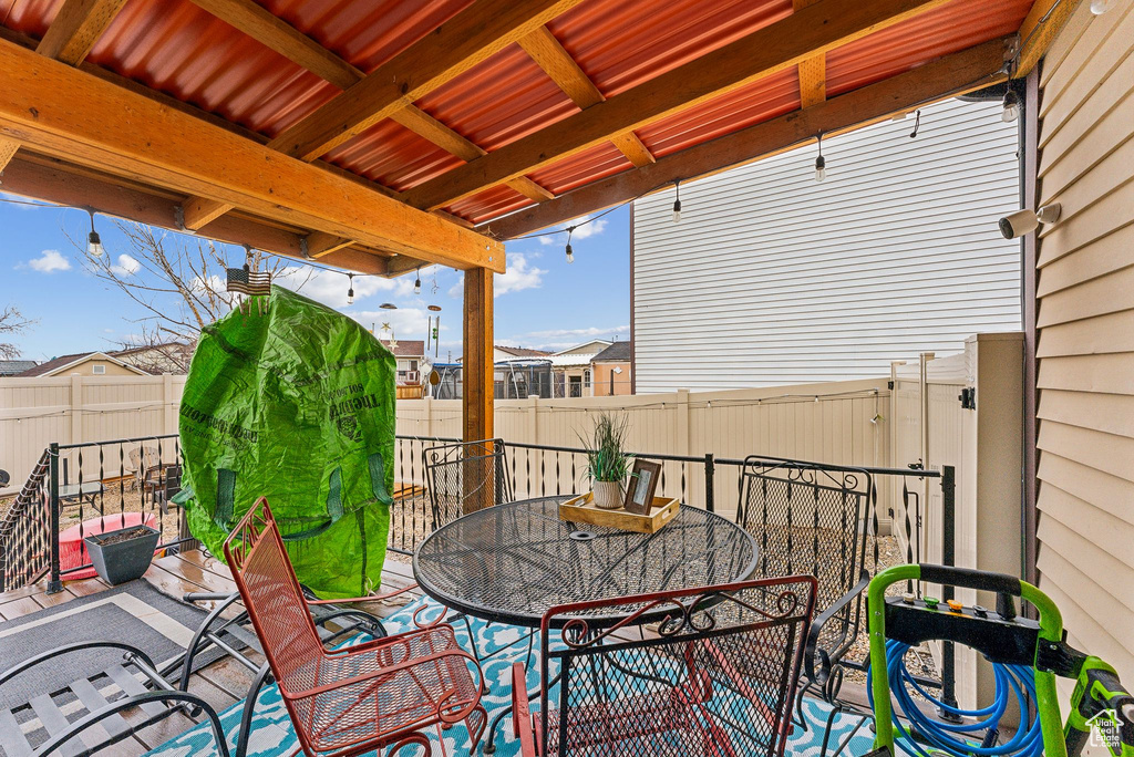 View of patio / terrace with outdoor dining area and a fenced backyard