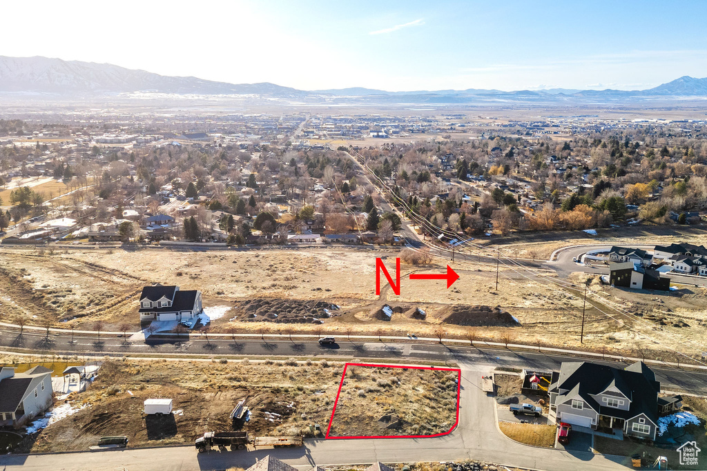 Drone / aerial view with a mountain view