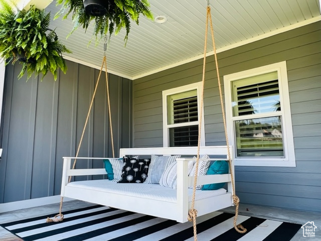 Wooden deck featuring a porch