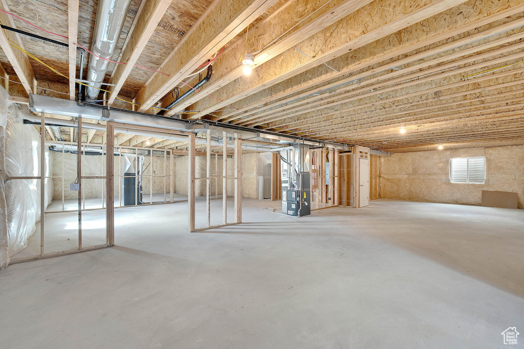 Below grade area with heating unit