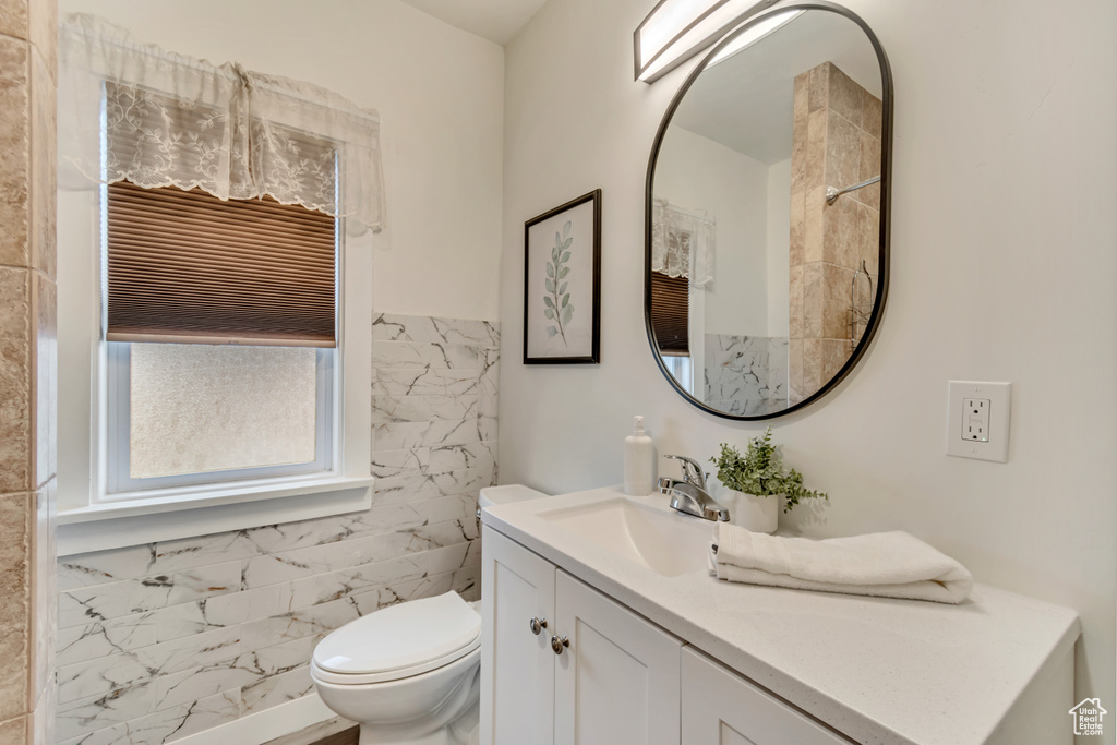 Bathroom featuring vanity and toilet