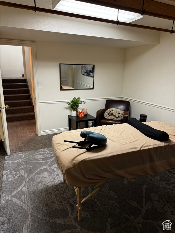 Bedroom with carpet flooring