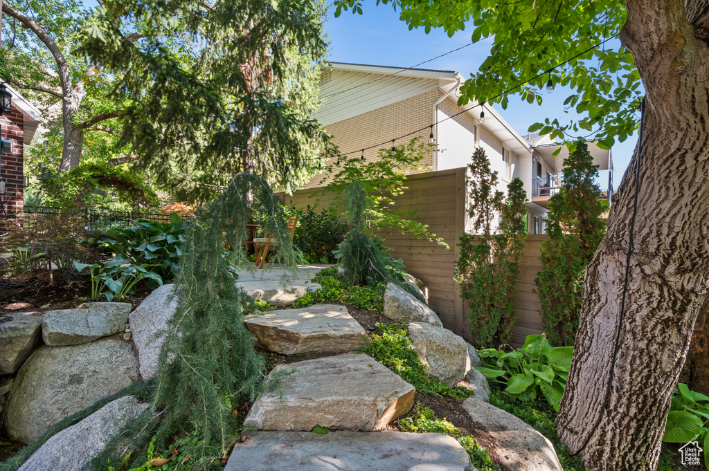 View of yard with fence