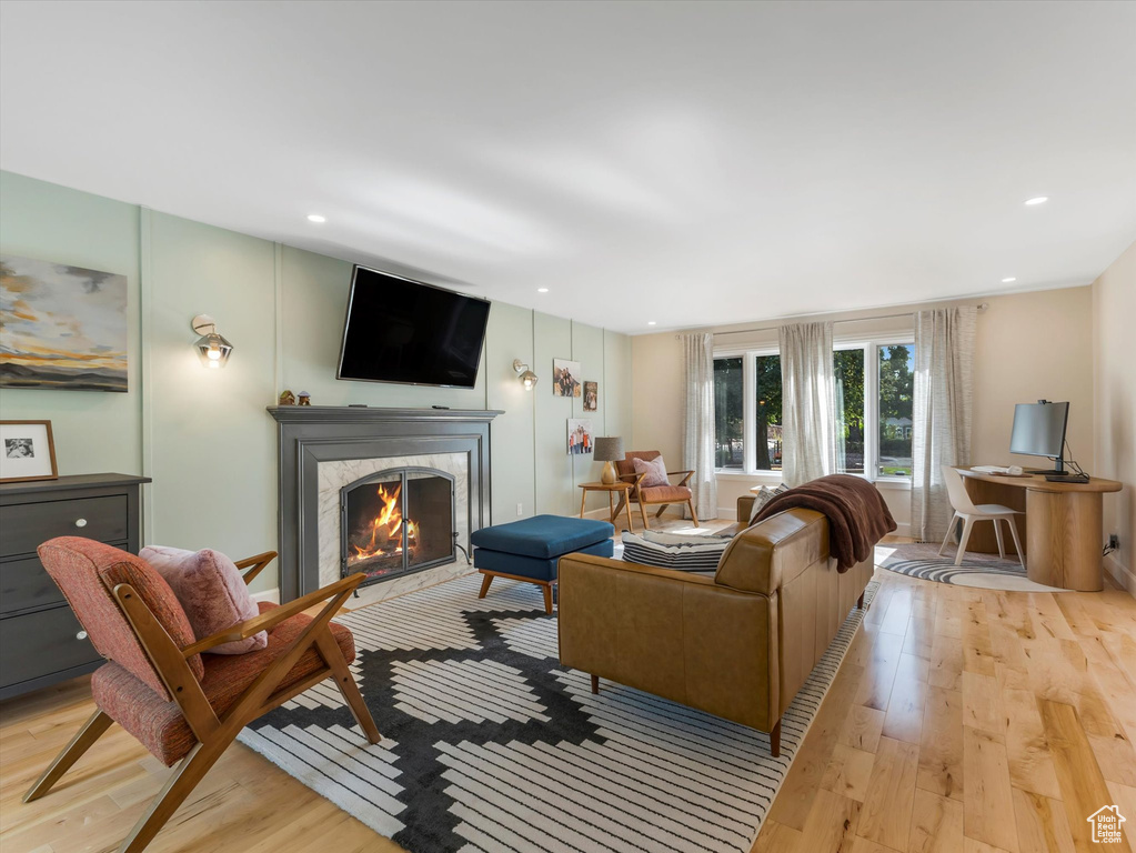 Living room featuring light hardwood / wood-style floors