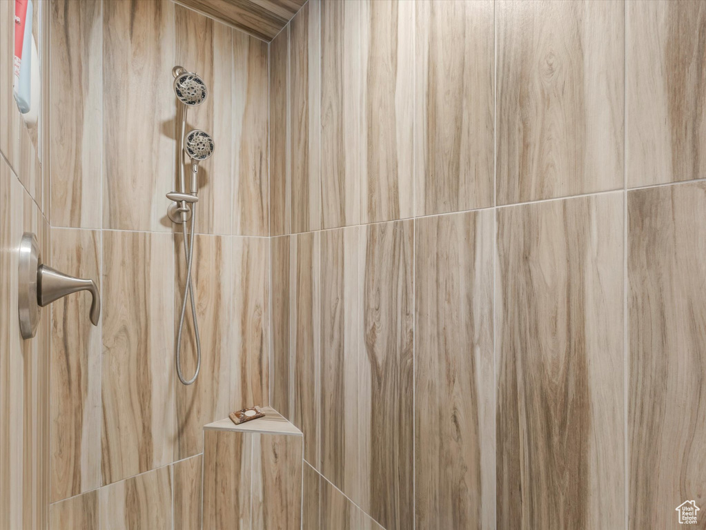 Room details with a tile shower