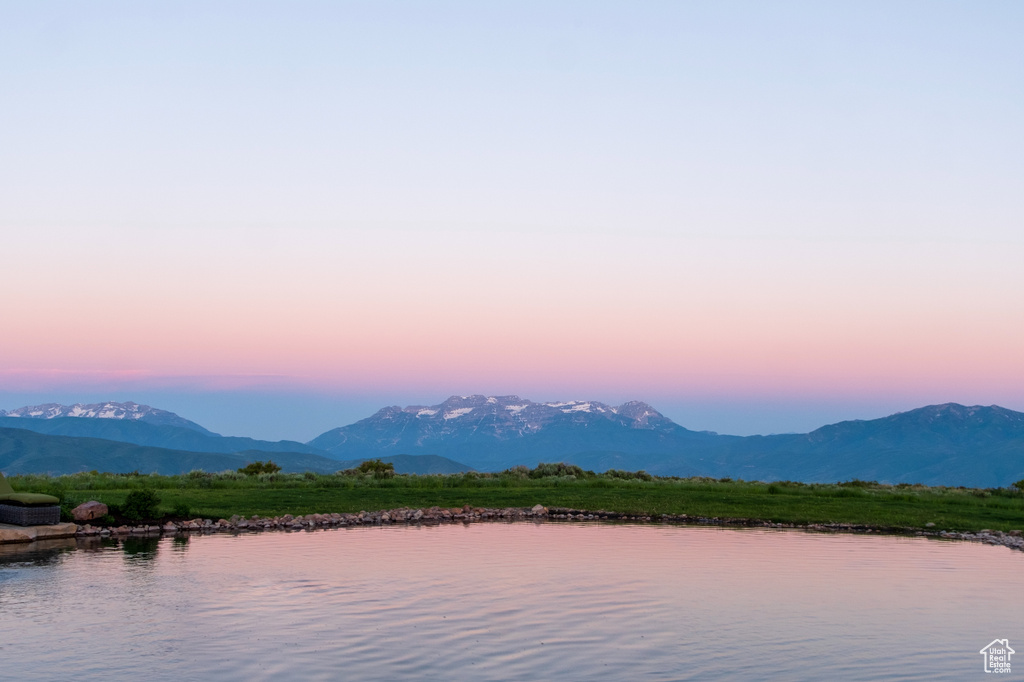 Water view with a mountainous background