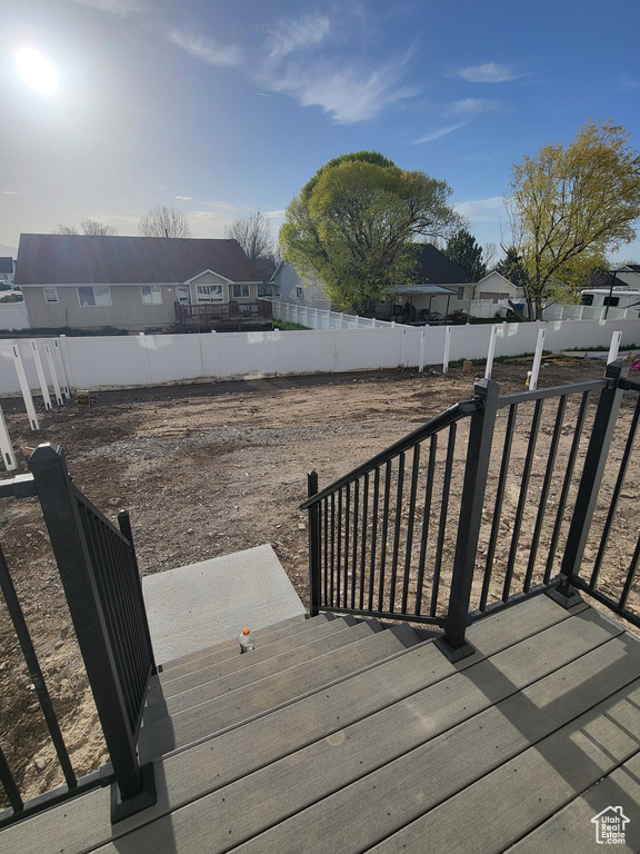 Deck featuring a fenced backyard and a residential view