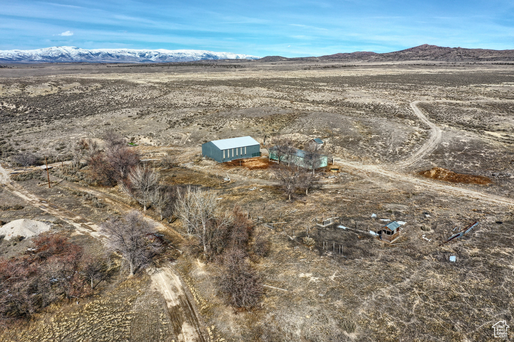 Aerial view featuring a mountain view and a rural view