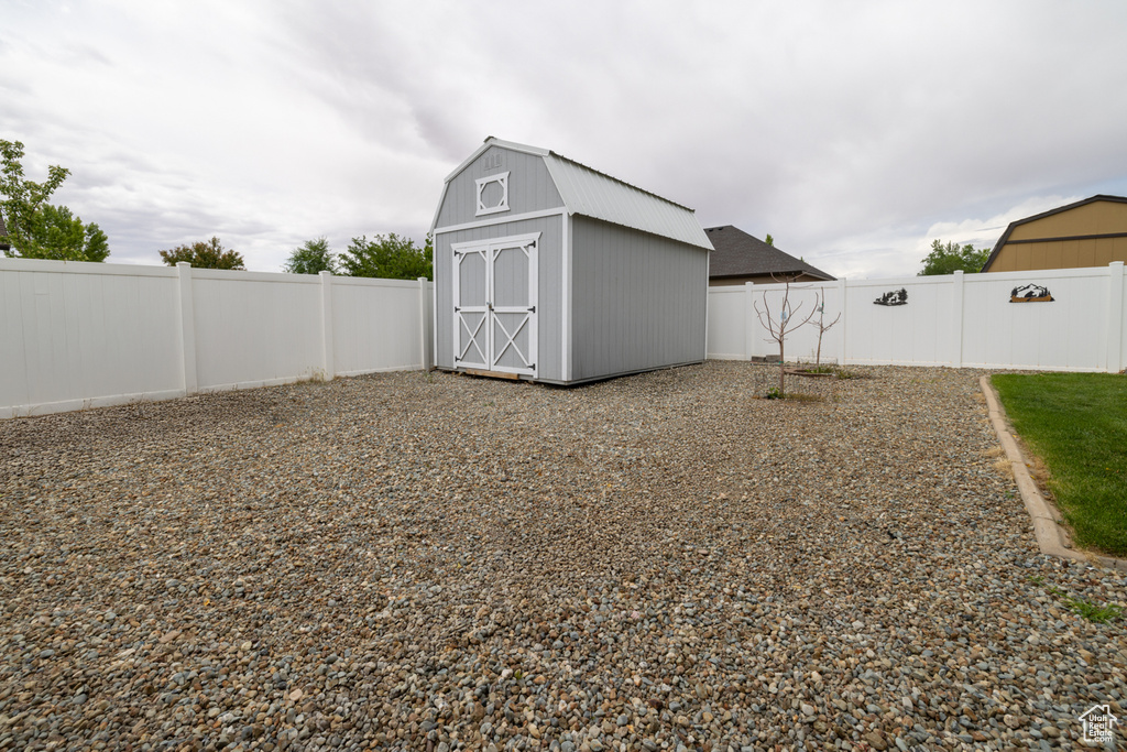 View of fenced backyard
