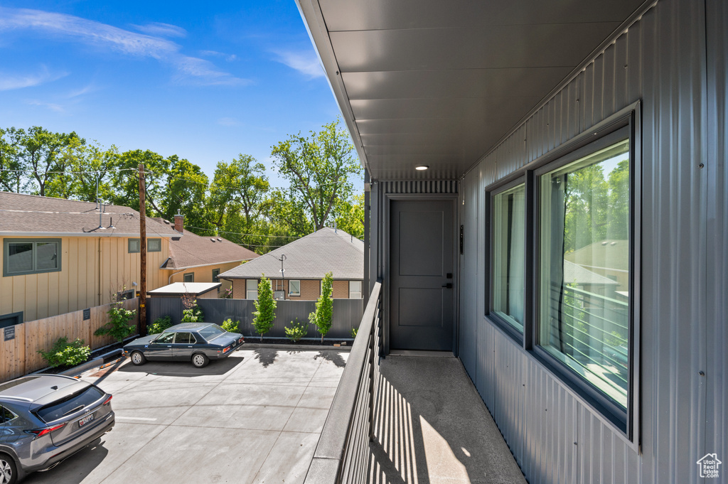 View of patio / terrace with a balcony
