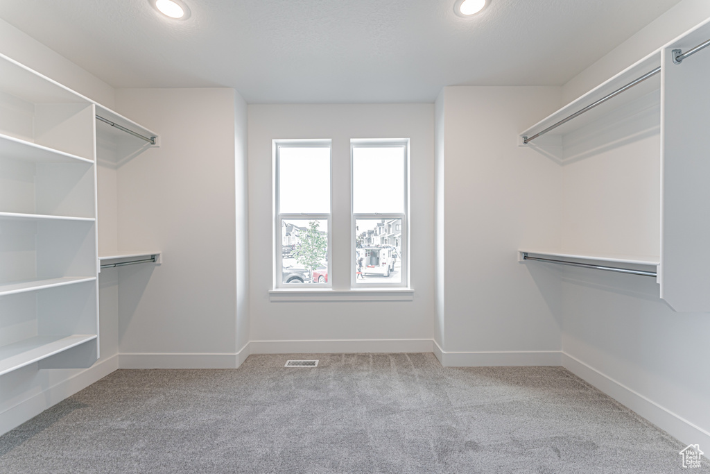 Walk in closet featuring carpet floors