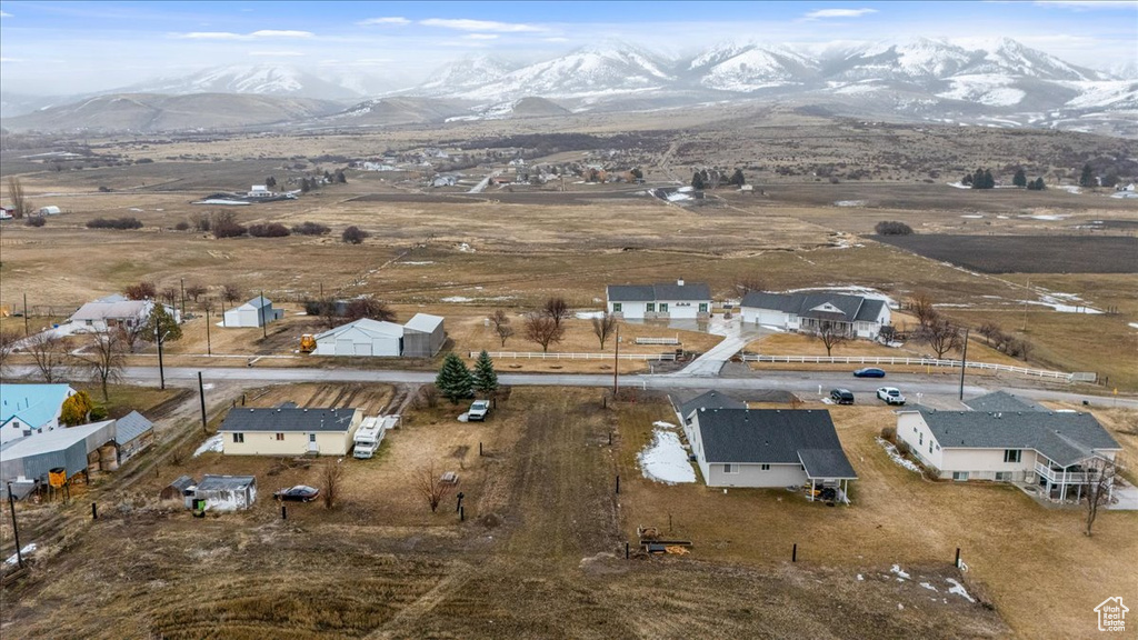 Bird's eye view with a mountain view