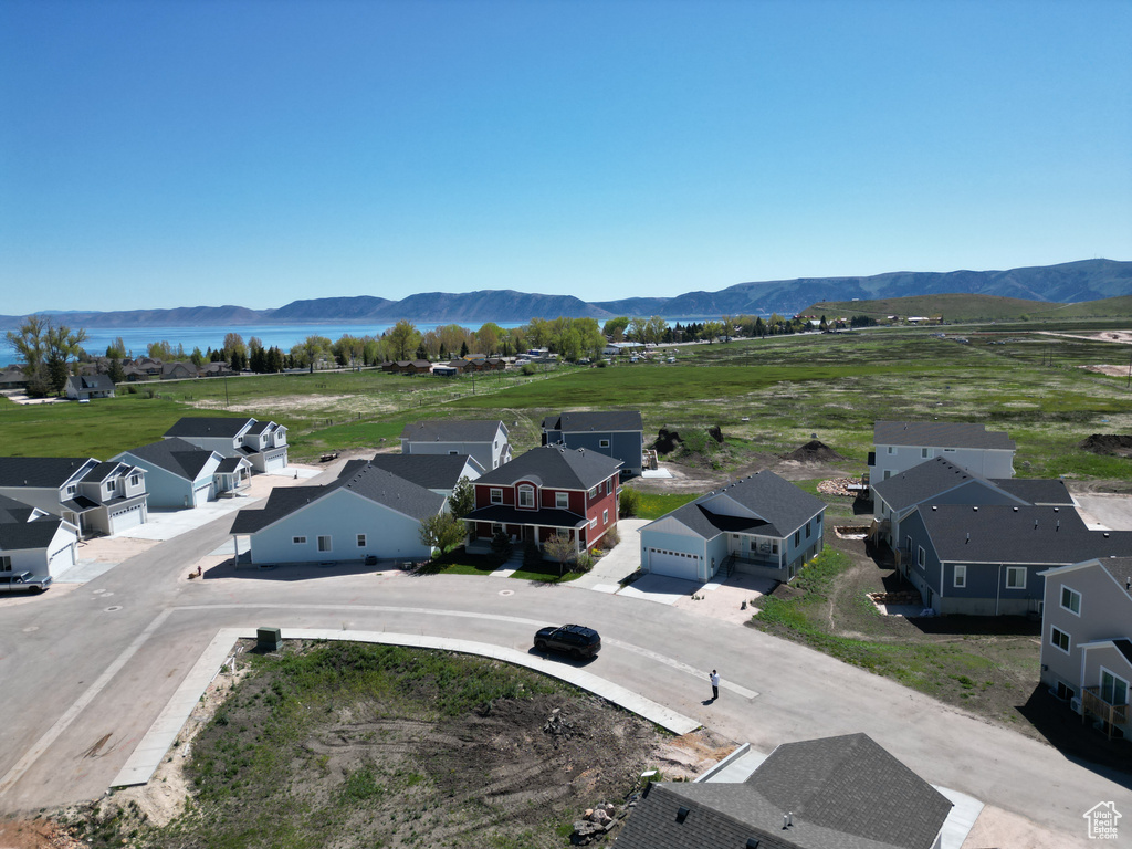 Aerial view with a residential view and a mountain view
