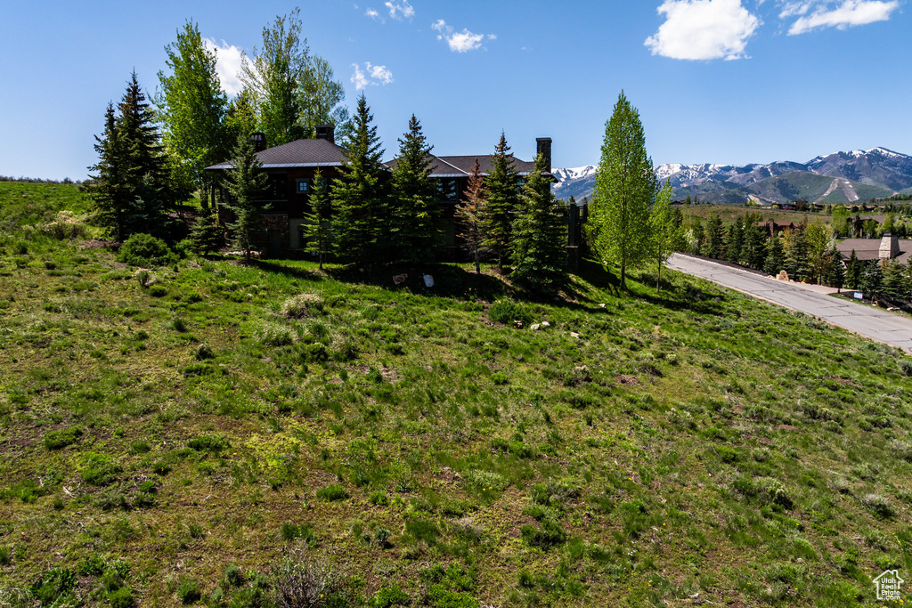 View of yard featuring a mountain view