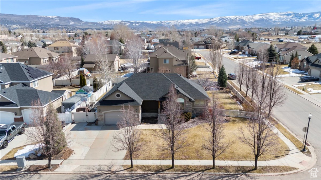 Bird's eye view with a mountain view and a residential view